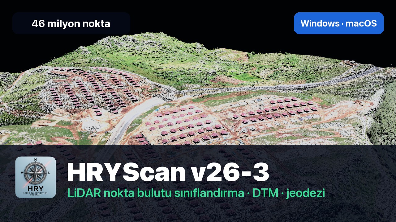 HRYScan v26-3 tanıtım videosu — LiDAR nokta bulutu sınıflandırma